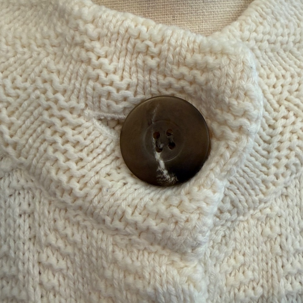 JM Collection Cream & Brown Chevron Pattern Cardigan, Long Sleeve, Size Medium - Picture 6 of 11